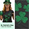 Womens Funny St Patricks Day T Shirts for Girls Cute Tees for Saint Patricks Day(Heather Black – Glitter Shamrocks)