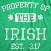 Womens Property of The Irish T Shirt Funny St Patricks Day Cool Saint Paddy Tee Outfit Graphic(Heather Green)
