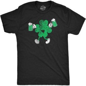 Mens Funny T Shirts Clover Drinking Sarcastic St Patricks Day Graphic Novelty Tee for Men