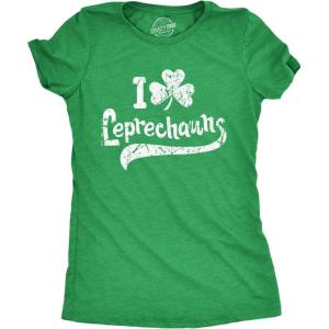 Womens I Clover Leprechauns T Shirt Funny Saint Patricks Day Irish Patty Tee(Heather Green)