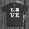 Mens Love Lucky Clover T Shirt Saint Patricks Day Shamrock St Patty Top Irish(Heather Black)