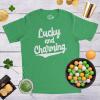 Mens Lucky and Charming T Shirt Novelty Saint Patricks Day Irish Clover Tee(Heather Green)