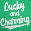 Mens Lucky and Charming T Shirt Novelty Saint Patricks Day Irish Clover Tee(Heather Green)