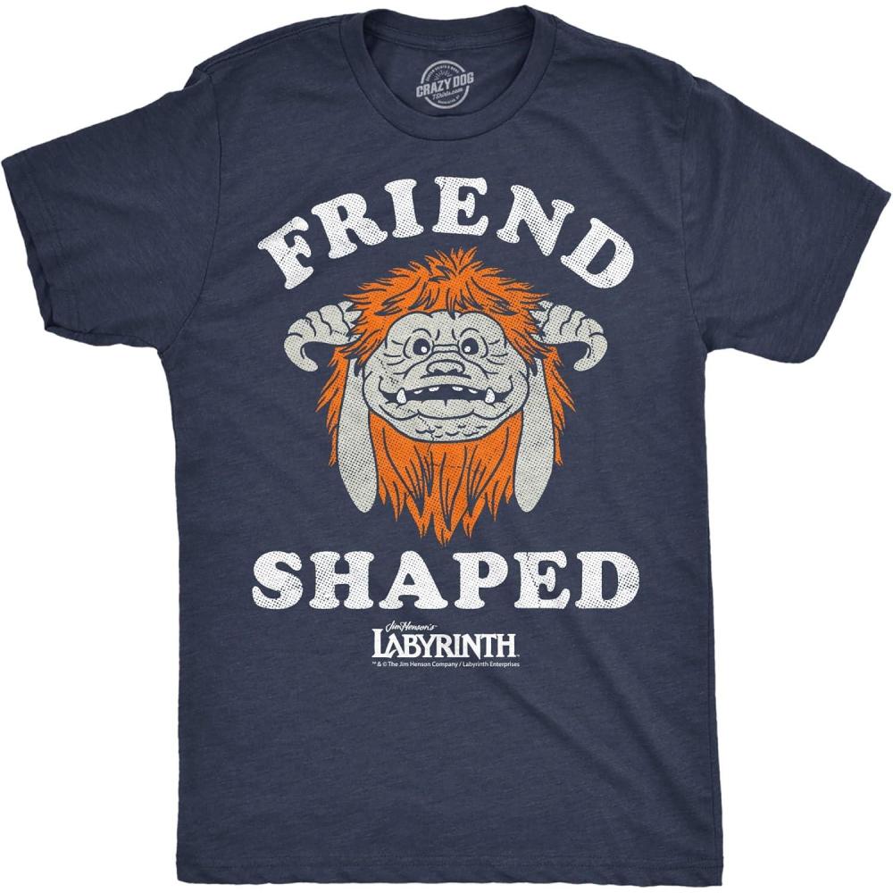 imageMens Funny T Shirts Labyrinth Fellowship Adventure Co Jim Hensons Jim Movie Tee for GuysHeather Navy Friend Shaped