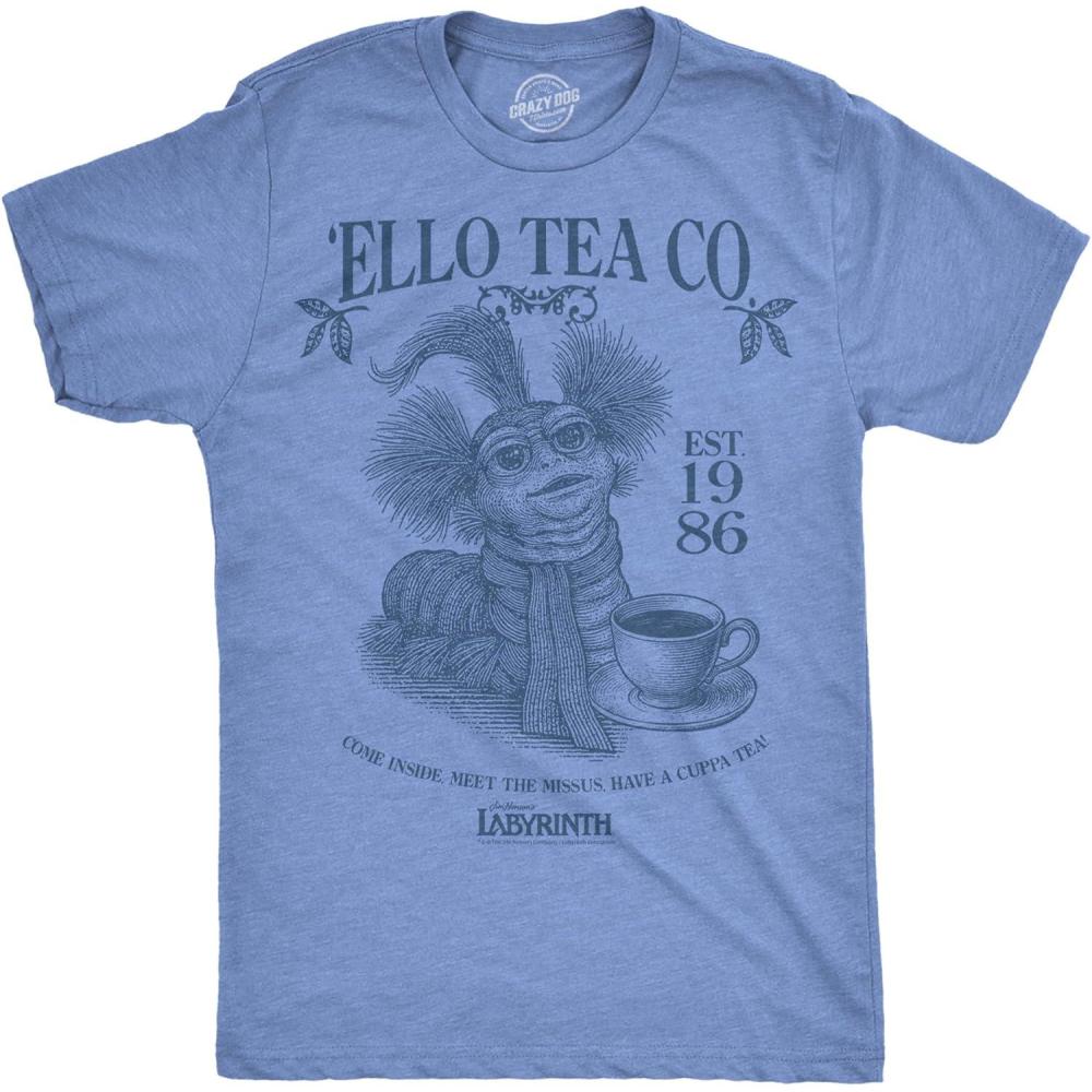 imageMens Funny T Shirts Labyrinth Fellowship Adventure Co Jim Hensons Jim Movie Tee for GuysLight Heather Blue  Ello Tea Co