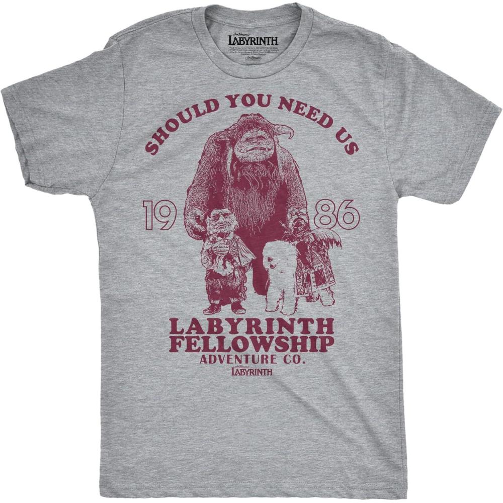 imageMens Funny T Shirts Labyrinth Fellowship Adventure Co Jim Hensons Jim Movie Tee for GuysLight Heather Grey Labyrinth Fellowship