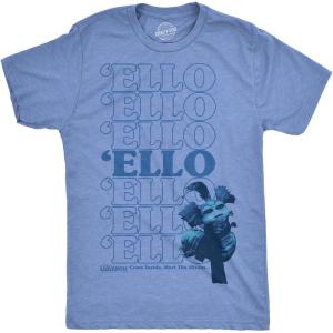 Mens Funny T Shirts Labyrinth Fellowship Adventure Co Jim Henson’s Jim Movie Tee for Guys(Light Heather Blue – Ello Repeated)