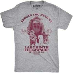 Mens Funny T Shirts Labyrinth Fellowship Adventure Co Jim Henson’s Jim Movie Tee for Guys(Light Heather Grey – Labyrinth Fellowship)