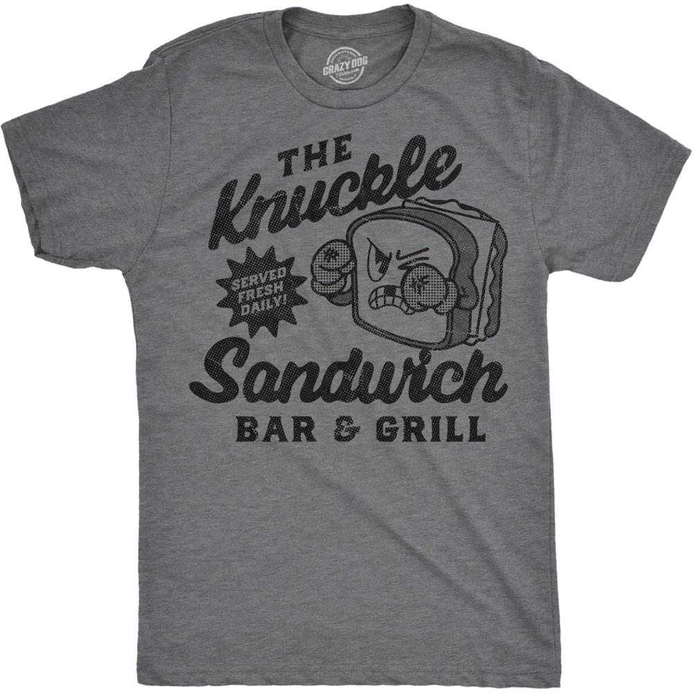 imageMens Funny T Shirts The Knuckle Sandwich Bar and Grill Sarcastic Graphic Novelty Tee for Men