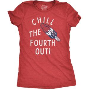Womens Chill The Fourth Out T Shirt Funny Fourth of July Popsicle Joke Tee for Ladies(Heather Red – Chill)