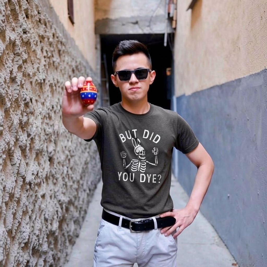imageFunny Easter T Shirts for Men Sarcastic Bunny Tees for Guys Perfect for BasketsHeather Black Did You Dye
