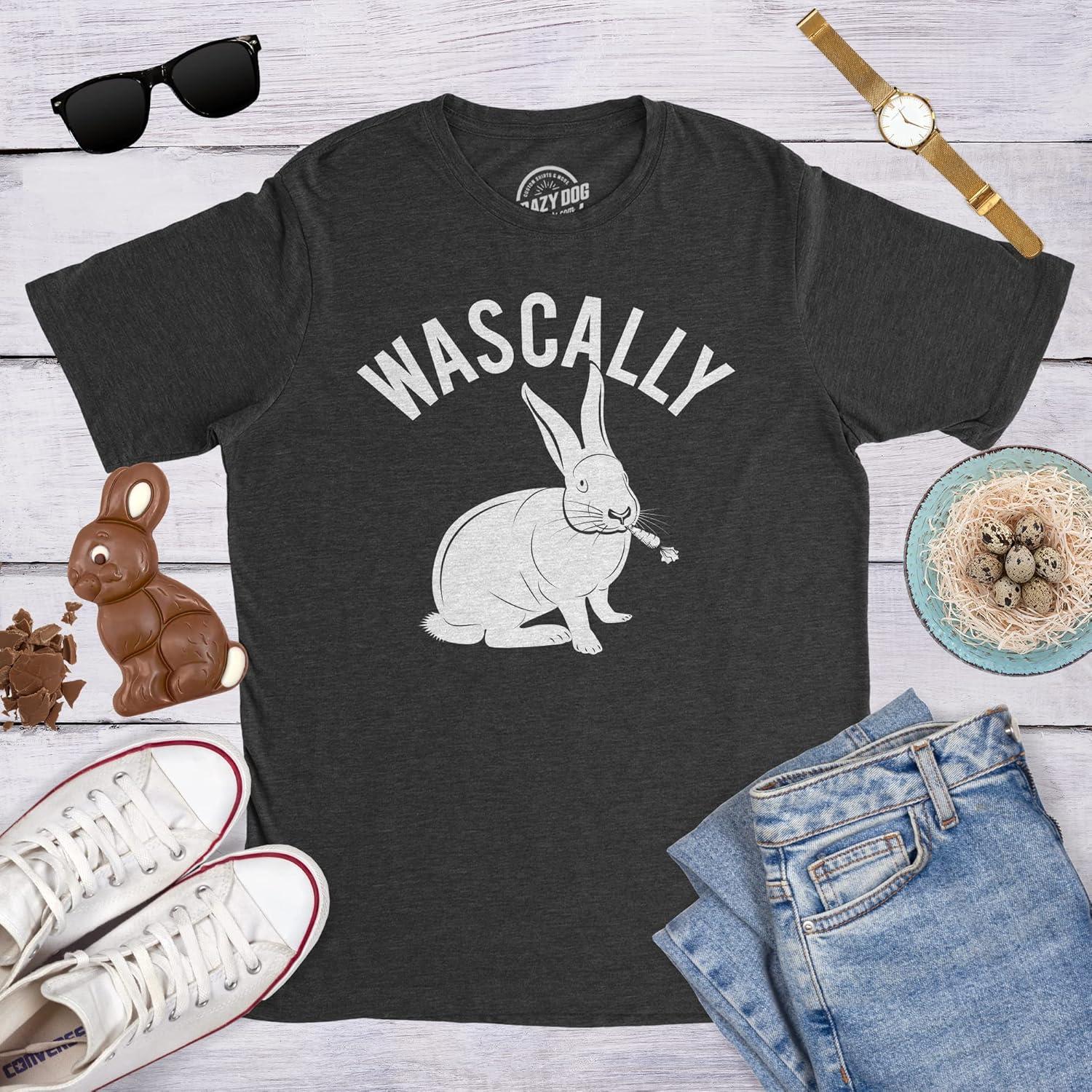 imageFunny Easter T Shirts for Men Sarcastic Bunny Tees for Guys Perfect for BasketsHeather Black Wascally Rabbit