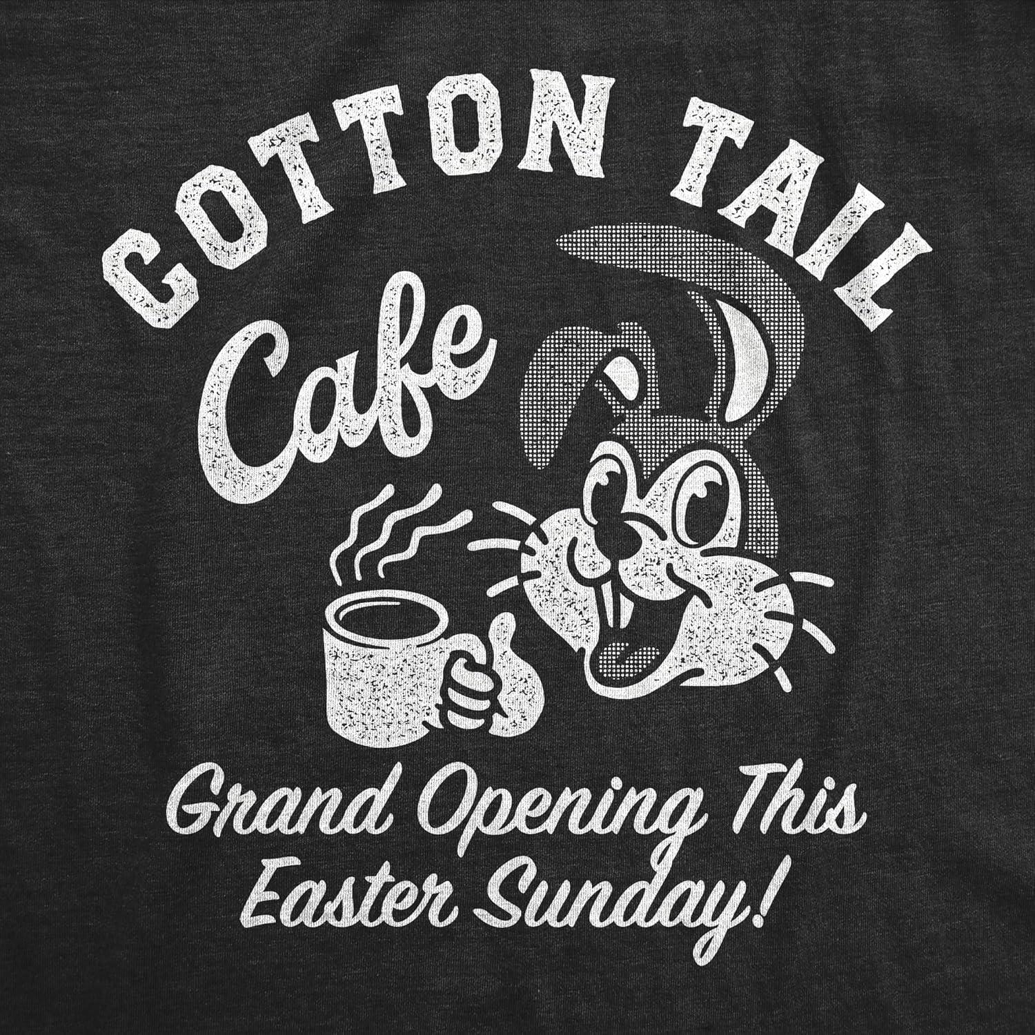 imageFunny Easter T Shirts for Women Cute Bunny Tees for Ladies to Celebrate SpringHeather Black Cotton Tail Cafe
