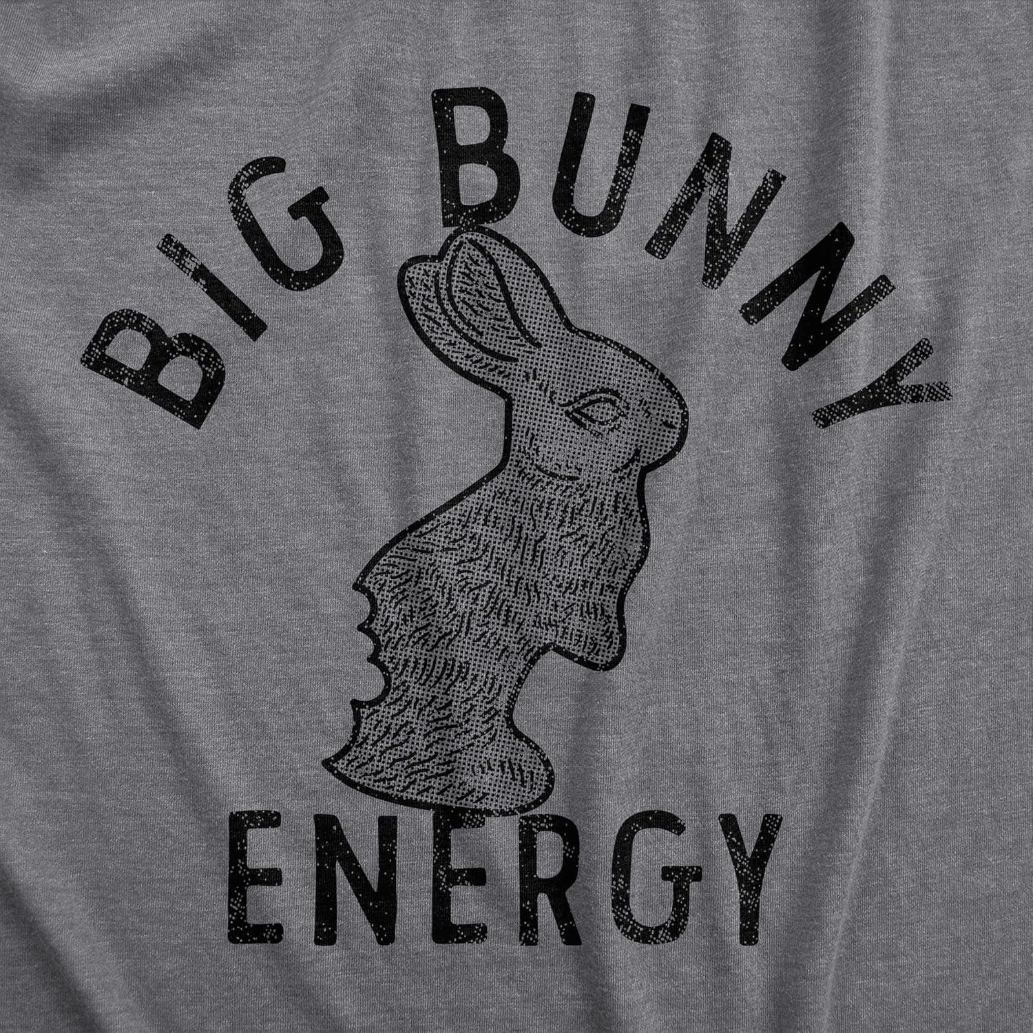 imageMens Big Bunny Energy T Shirt Funny Easter Sunday Chocolate Rabbit Vibes Tee for GuysDark Heather Grey Bunny