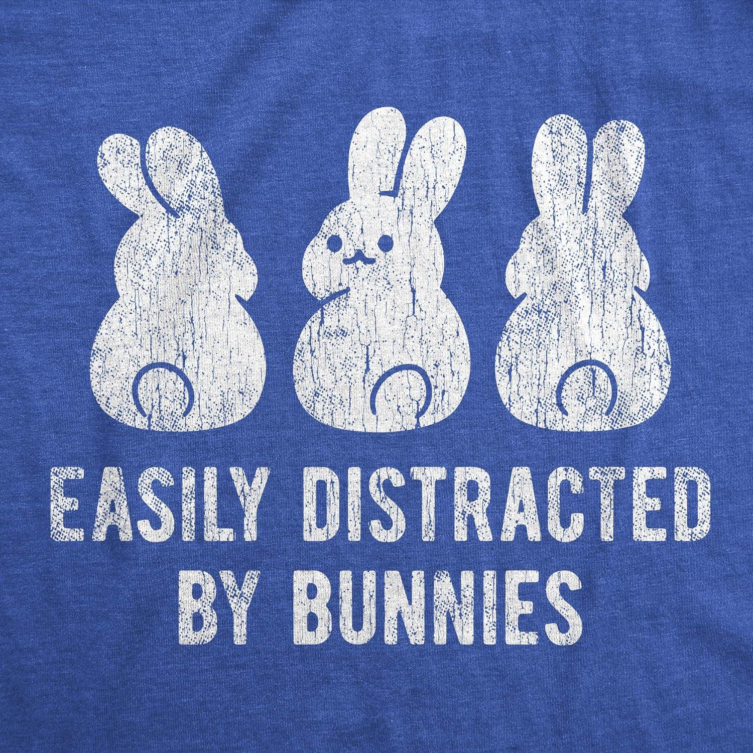 imageMens Easily Distracted By Bunnies T Shirt Funny Rabbit Party Gift for BasketHeather Royal