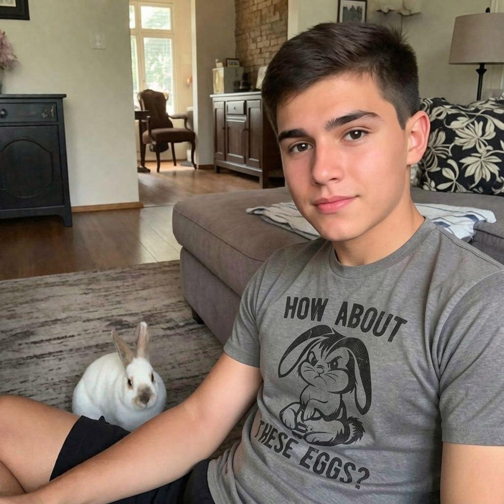 imageMens Funny T Shirts How About These Eggs Sarcastic Easter Bunny Graphic Novelty Tee for Men