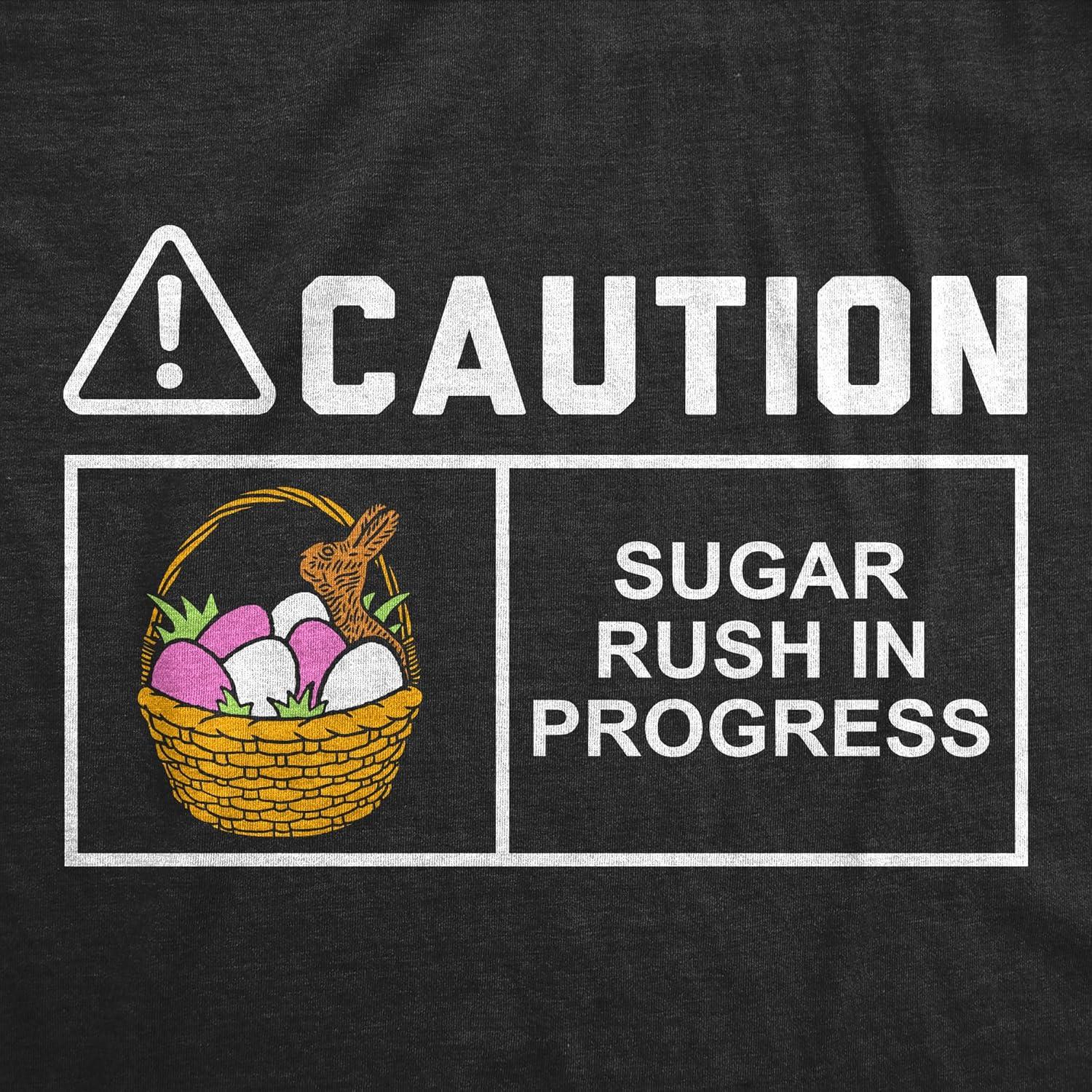 imageToddler Funny T Shirts Caution Sugar Rush in Progress Sarcastic Easter Candy Tee for Young Kids
