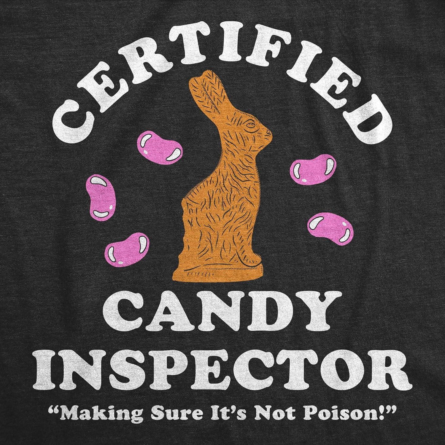 imageWomens Funny T Shirts Certified Candy Inspector Sarcastic Easter Tee for Ladies
