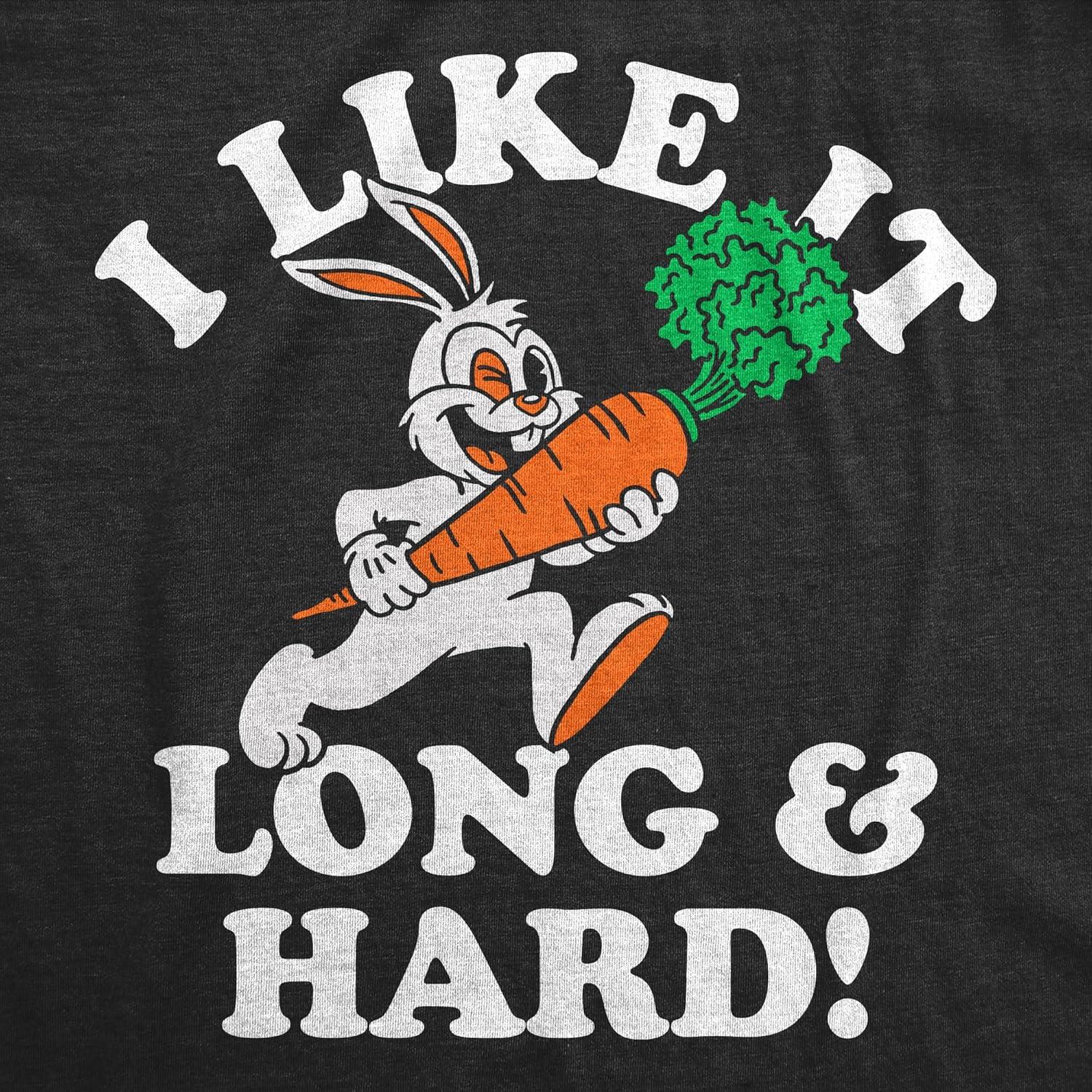 imageWomens Funny T Shirts I Like It Long and Hard Sarcastic Easter Bunny Tee for Ladies