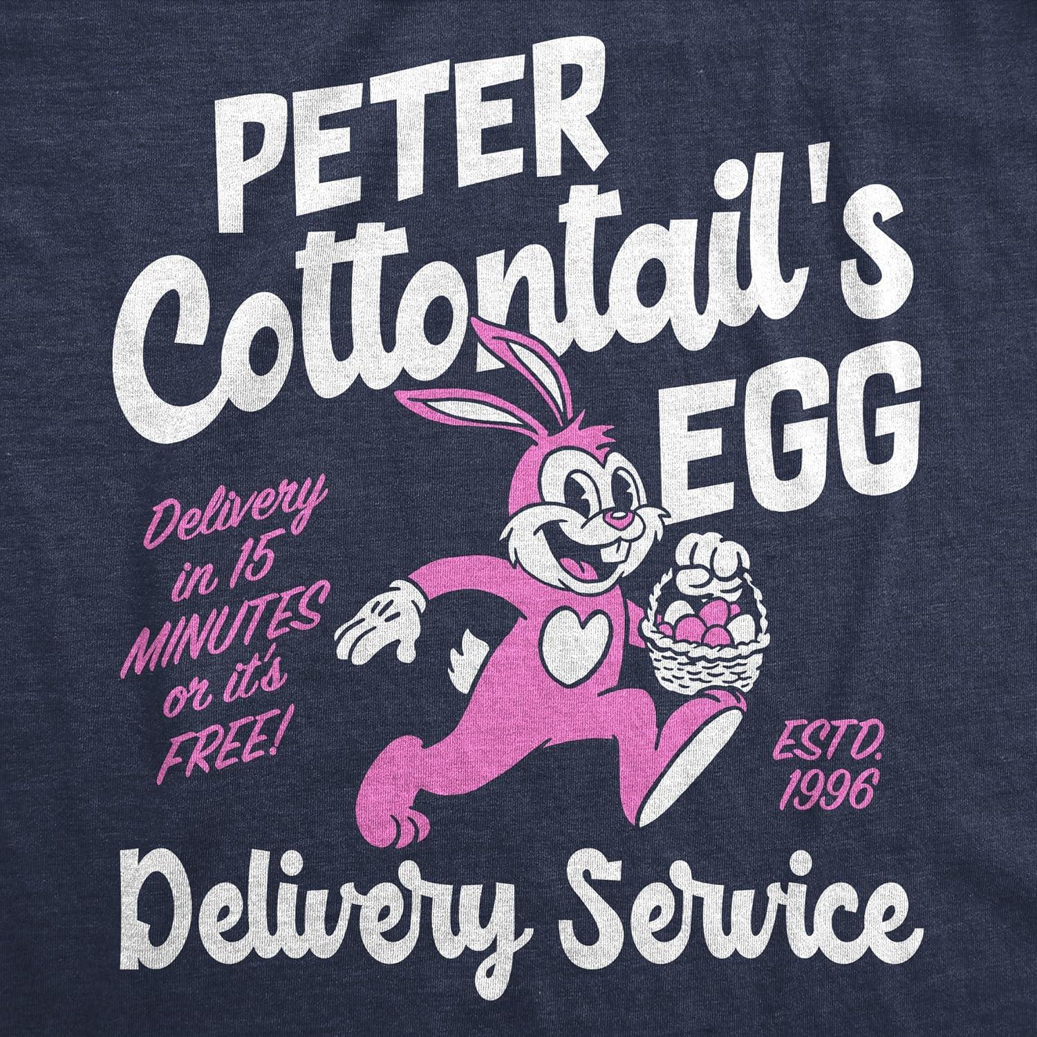 imageWomens Funny T Shirts Peter Cottontails Egg Delivery Service Sarcastic Easter Tee for Ladies