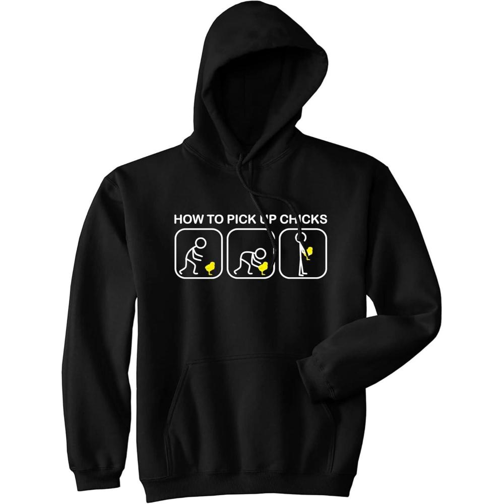 imageCrazy Dog TShirts How to Pick Up Chicks Unisex Hoodie Funny Easter Sunday Gift Hooded SweatshirtBlack Pickup
