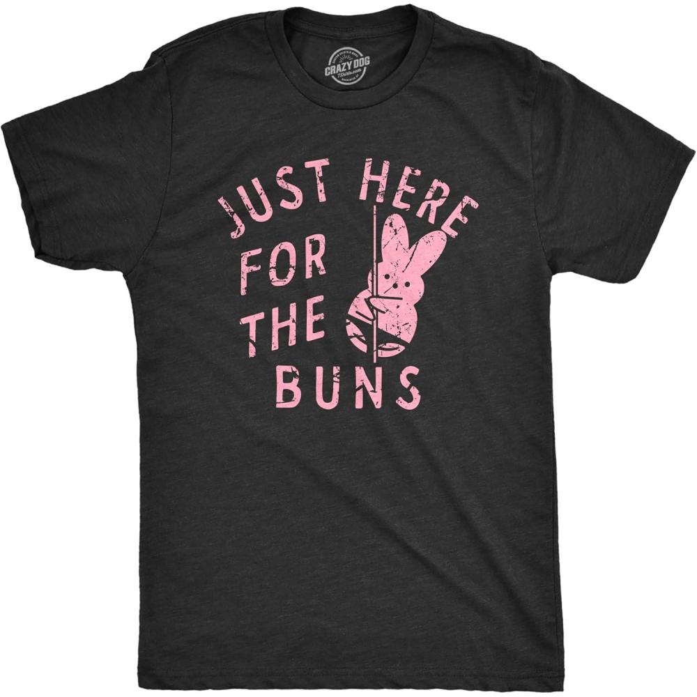 imageFunny Easter T Shirts for Men Sarcastic Bunny Tees for Guys Perfect for BasketsHeather Black Here for Buns