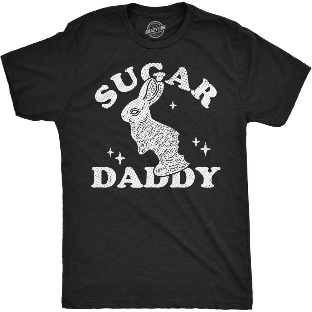 imageFunny Easter T Shirts for Men Sarcastic Bunny Tees for Guys Perfect for BasketsHeather Black Sugar Daddy Bunny
