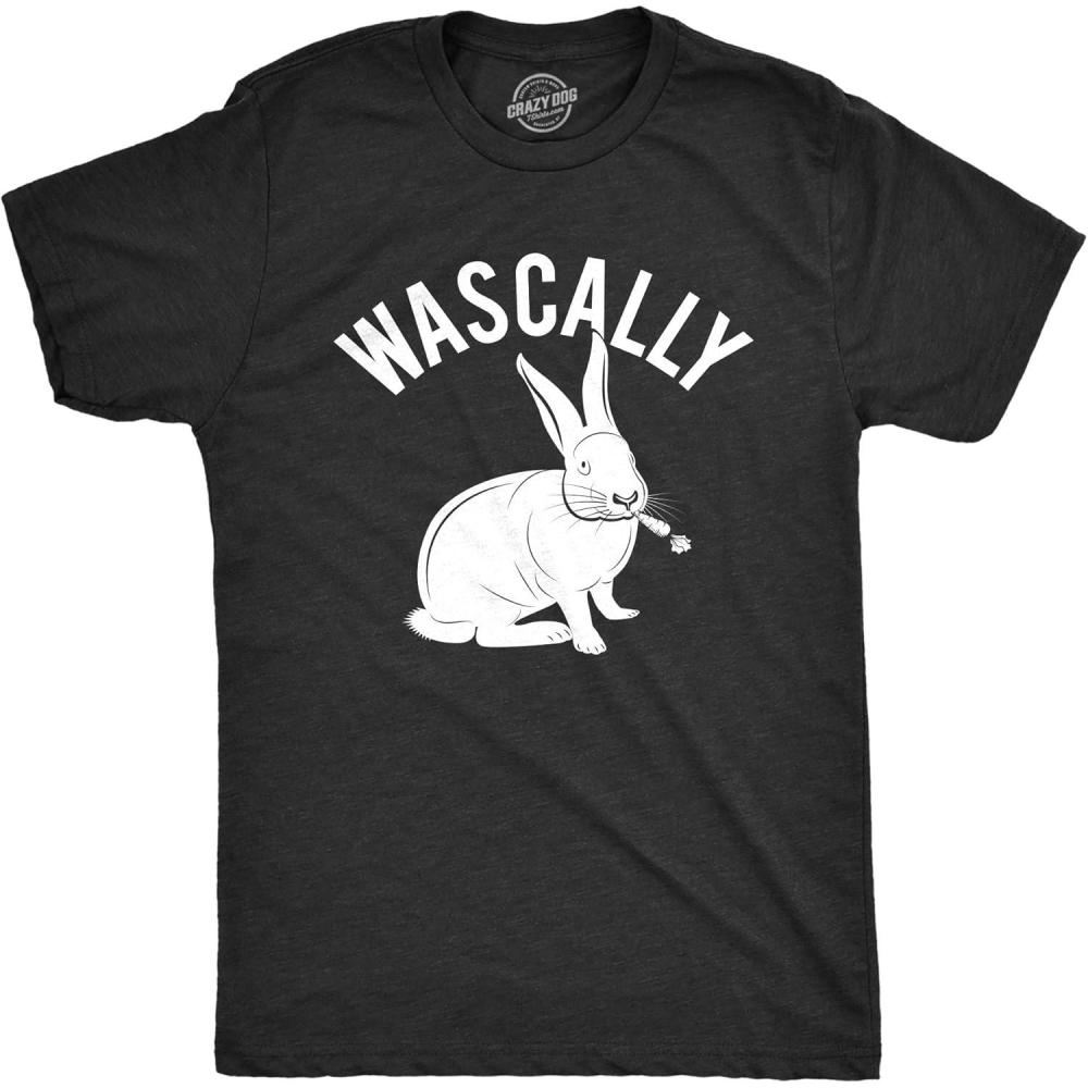 imageFunny Easter T Shirts for Men Sarcastic Bunny Tees for Guys Perfect for BasketsHeather Black Wascally Rabbit