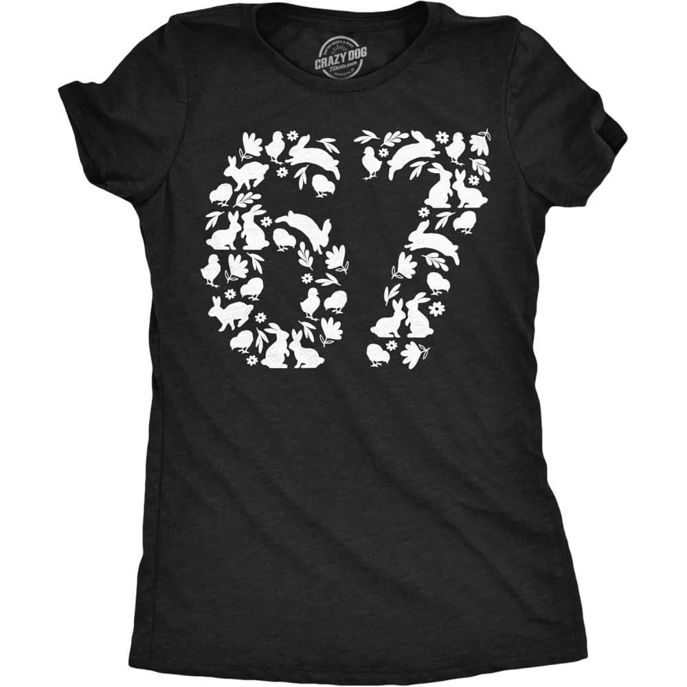 imageFunny Easter T Shirts for Women Cute Bunny Tees for Ladies to Celebrate SpringHeather Black 6 7 Easter