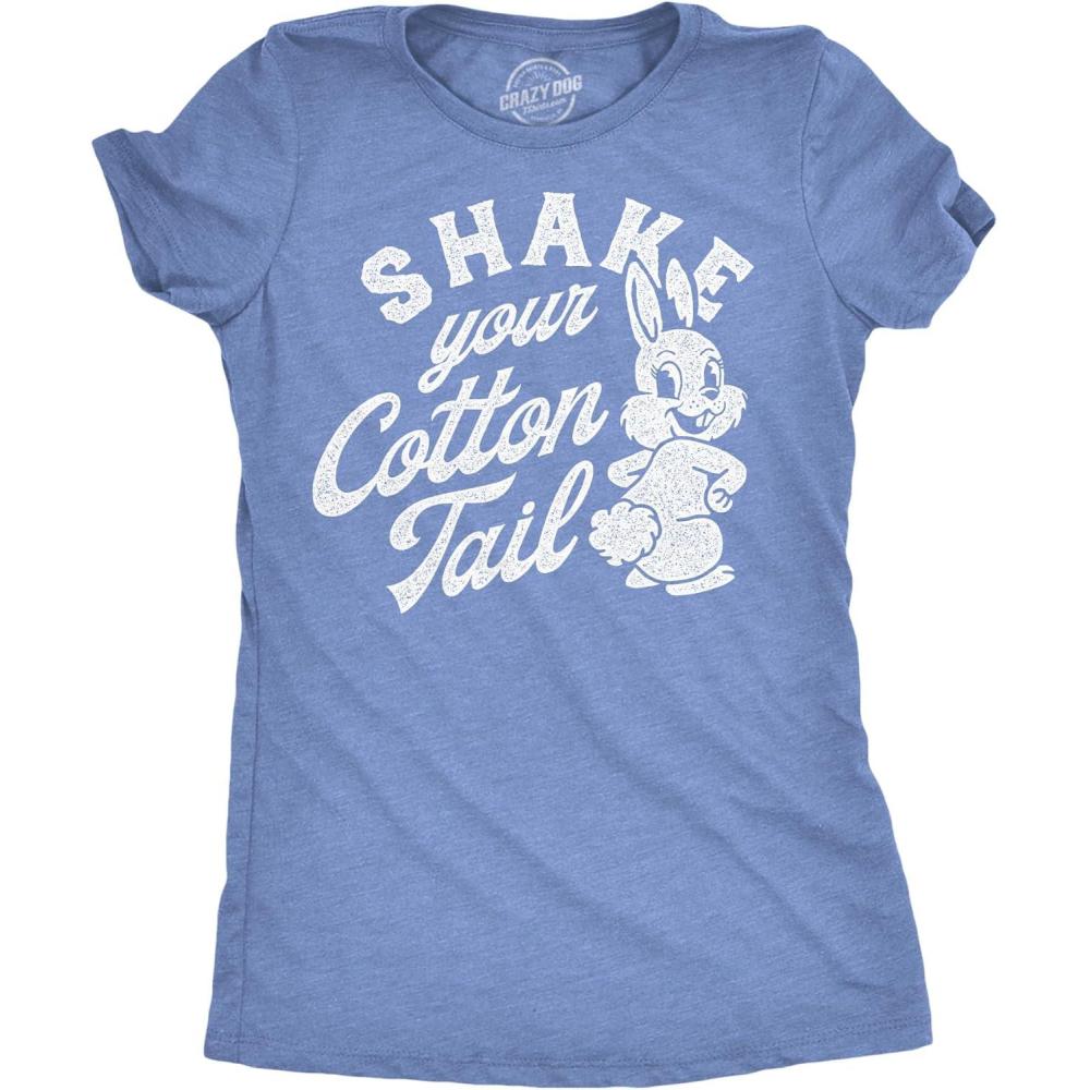 imageFunny Easter T Shirts for Women Cute Bunny Tees for Ladies to Celebrate SpringLight Heather Blue Shake Your Cotton Tail