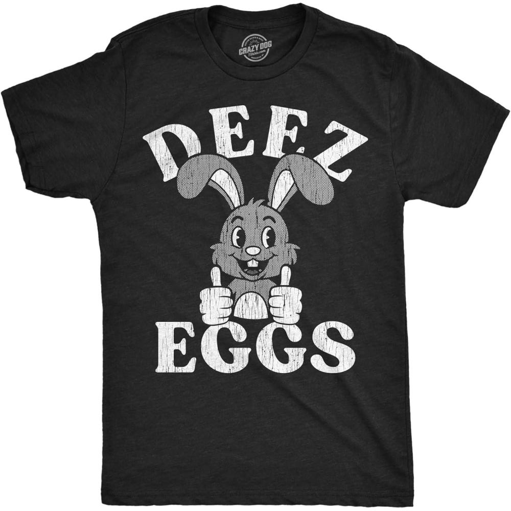 imageMens Funny T Shirts Deez Eggs Sarcastic Easter Bunny Graphic Novelty Tee for Men