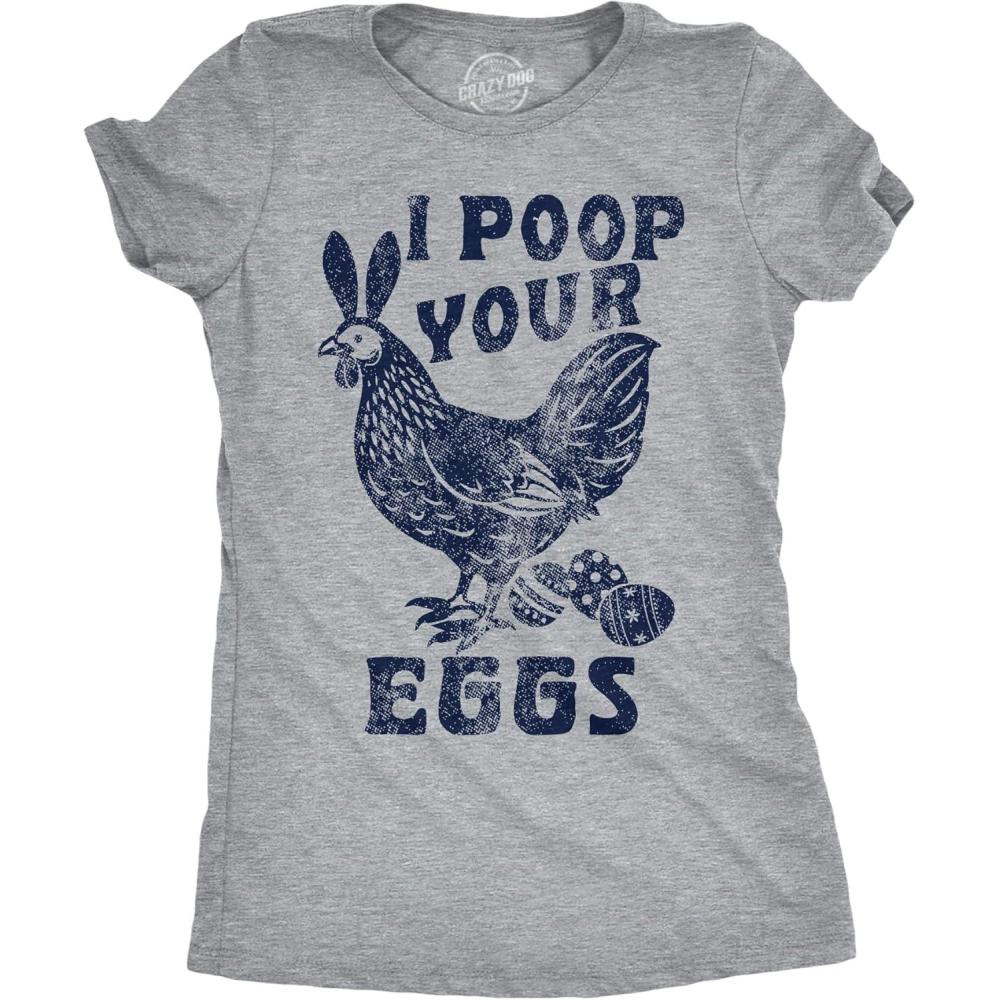 imageWomens Funny T Shirts I Poor Your Eggs Sarcastic Easter Graphic Novelty Tee for Ladies