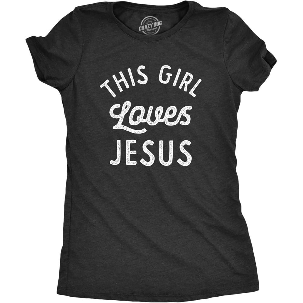 imageWomens This Girl Loves Jesus T Shirt Cute Easter Sunday Tee for LadiesHeather Black