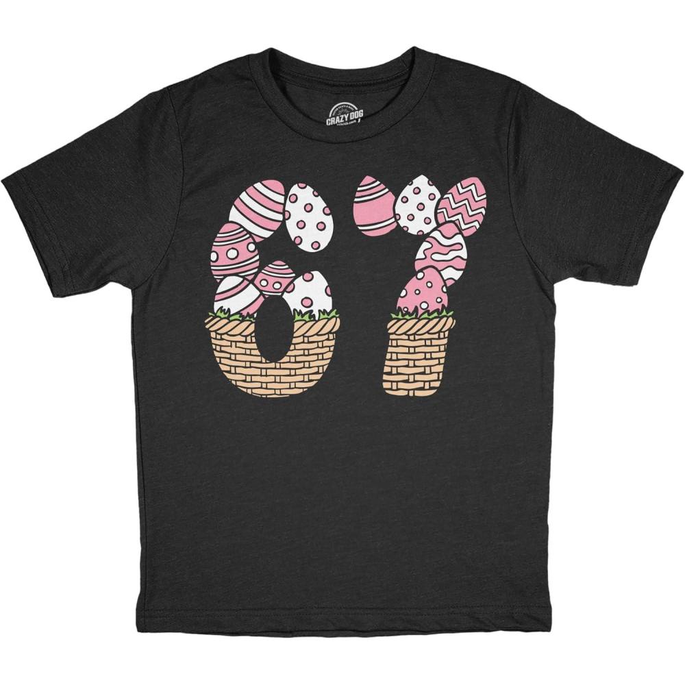 imageYouth Funny T Shirts 6 7 Easter Basket Sarcastic Viral Meme Tee for Kids