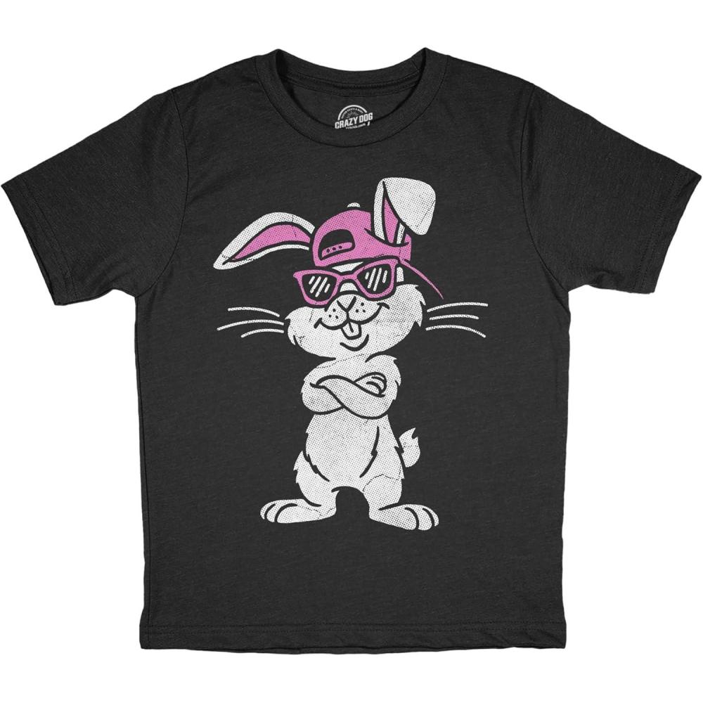imageYouth Funny T Shirts Cool Bunny Sunglasses Sarcastic Easter Tee for Kids