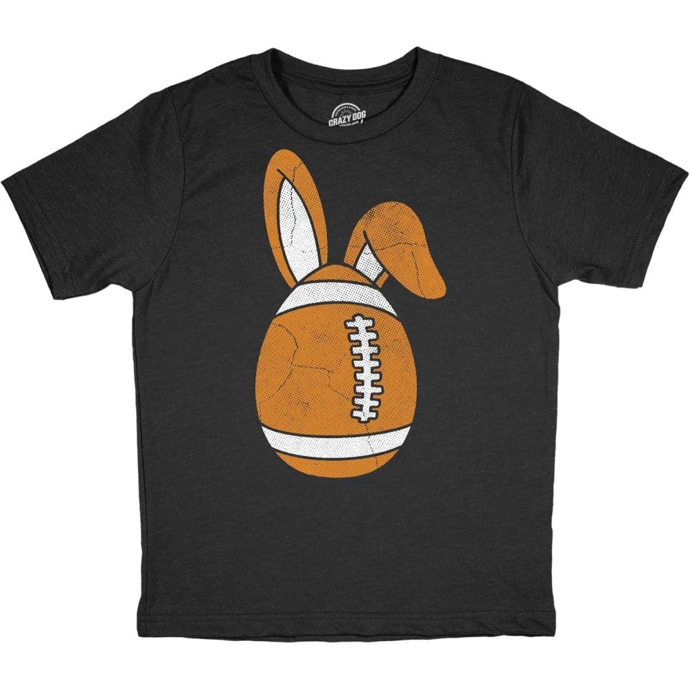 imageYouth Funny T Shirts Football Easter Egg Sarcastic Easter Sunday Tee for Kids