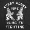 Funny Easter Bunny T-Shirt for Women – Every Bunny was Kung Fu Fighting Graphic Tee – Cute Spring Novelty Shirt for Easter – Black L