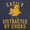 Funny Easter T Shirts for Men Sarcastic Bunny Tees for Guys – Perfect for Baskets(Heather Navy – Distracted By Chicks)