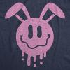 Funny Easter T Shirts for Women Cute Bunny Tees for Ladies to Celebrate Spring(Heather Navy – Dripping Easter Bunny Smile)