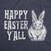 Womens Happy Easter Yall T Shirt Funny Bunny Saying Egg Hunt Basket Gift for Her(Heather Navy)