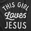 Womens This Girl Loves Jesus T Shirt Cute Easter Sunday Tee for Ladies(Heather Black)