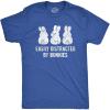 Mens Easily Distracted By Bunnies T Shirt Funny Rabbit Party Gift for Basket(Heather Royal)