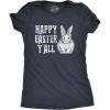 Womens Happy Easter Yall T Shirt Funny Bunny Saying Egg Hunt Basket Gift for Her(Heather Navy)