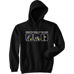 Crazy Dog T-Shirts How to Pick Up Chicks Unisex Hoodie Funny Easter Sunday Gift Hooded Sweatshirt(Black – Pickup)