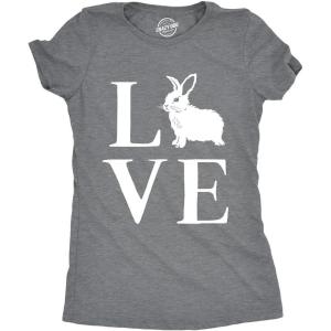 Funny Easter T Shirts for Women Cute Bunny Tees for Ladies to Celebrate Spring(Dark Heather Grey – Love Bunny)