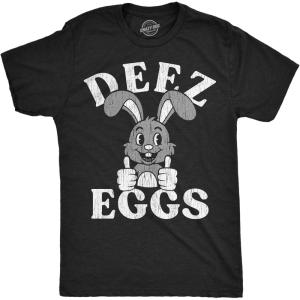 Mens Funny T Shirts Deez Eggs Sarcastic Easter Bunny Graphic Novelty Tee for Men