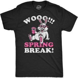 Mens Funny T Shirts WOO Spring Break Sarcastic Easter Drinking Tee for Men