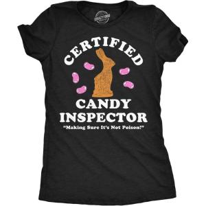Womens Funny T Shirts Certified Candy Inspector Sarcastic Easter Tee for Ladies