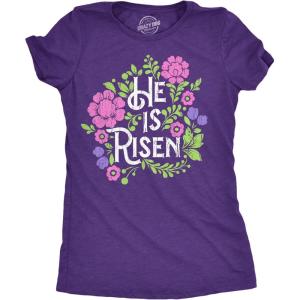 Womens Funny T Shirts He is Risen Cute Easter Sunday Christian Tee for Ladies