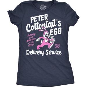 Womens Funny T Shirts Peter Cottontails Egg Delivery Service Sarcastic Easter Tee for Ladies